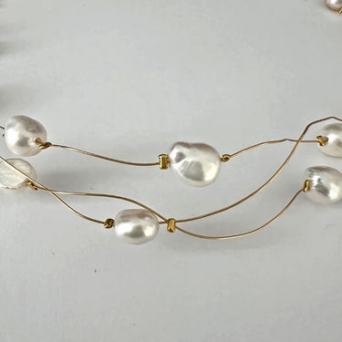 Tråd halskæde med barok ferskvands perler