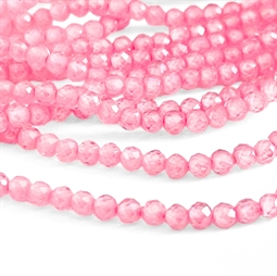 2 mm Lyserøde Cubic Zirkonia perler - Hel streng