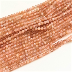 3 mm Peach moonstone - Hel streng