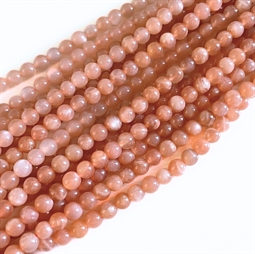 4 mm, Peach moonstone - Hel streng