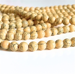 6 mm Lys gul syntetic turkis - Hel streng