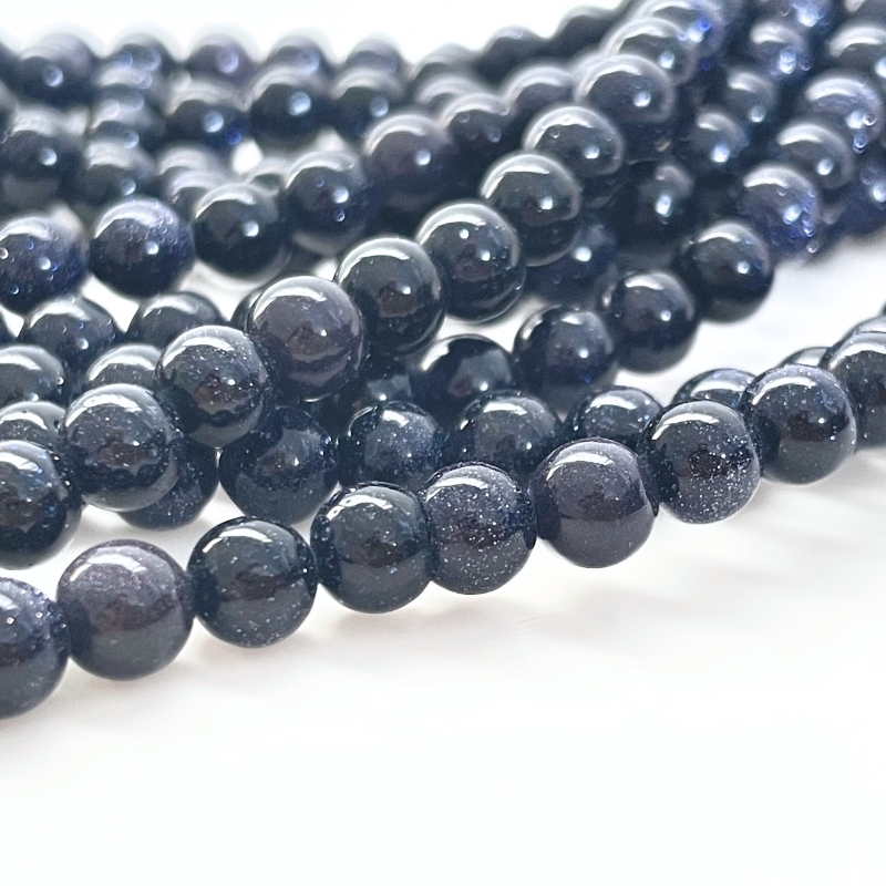 6 mm Blue Goldstone - Hel streng