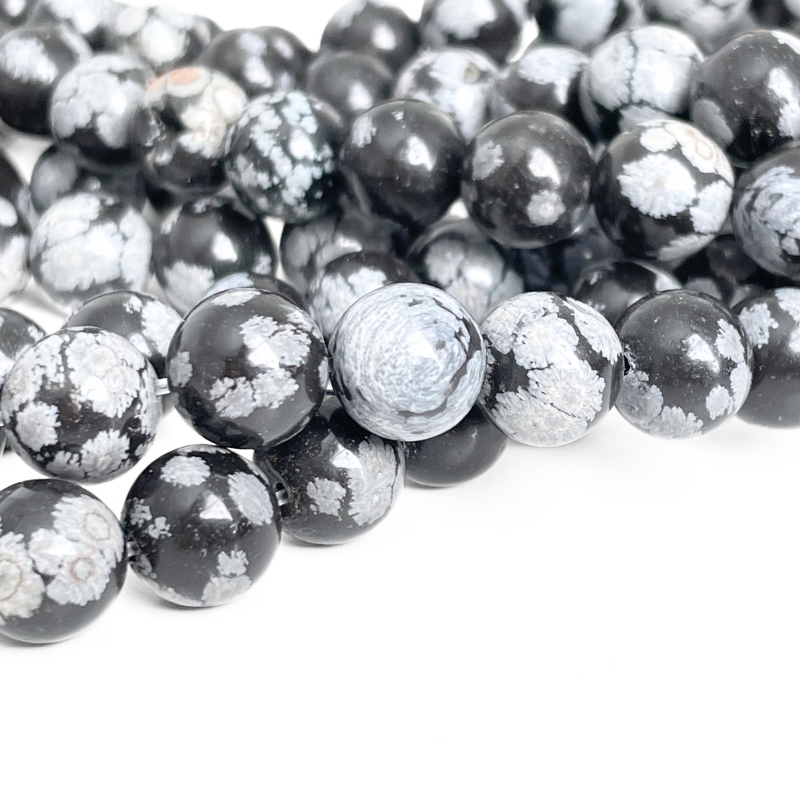 Snowflake obsidian 10 mm - Hel streng