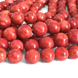 Skumkoral perler 12 mm – orangerød stenperlestreng 42 cm