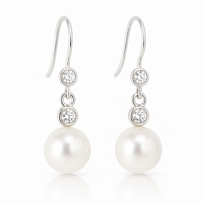 SMYKKEKIT - Øreringe med rhinsten og shell pearls