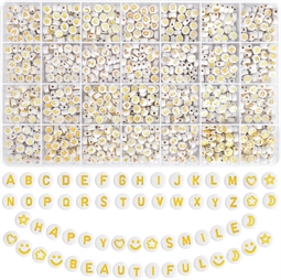 Bogstavperler med guldtryk – 2000 stk.