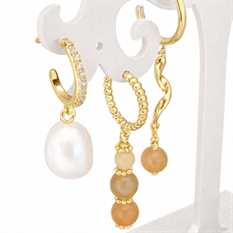 Forgyldt Creol - Hoops - ørestikker med vedhæng