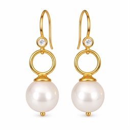 DIY inspirations øreringe med hvide anborede perler