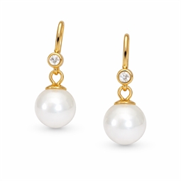 DIY Inspirations øreringe. Ørekrog med zirkonia sten og hvide perlevedhæng