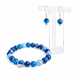 DIY inspirations armbånd og kædeøreringe med blå perler