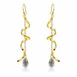 DIY øreringe med snoet vedhæng og kæde med krystaldråbe vedhæng