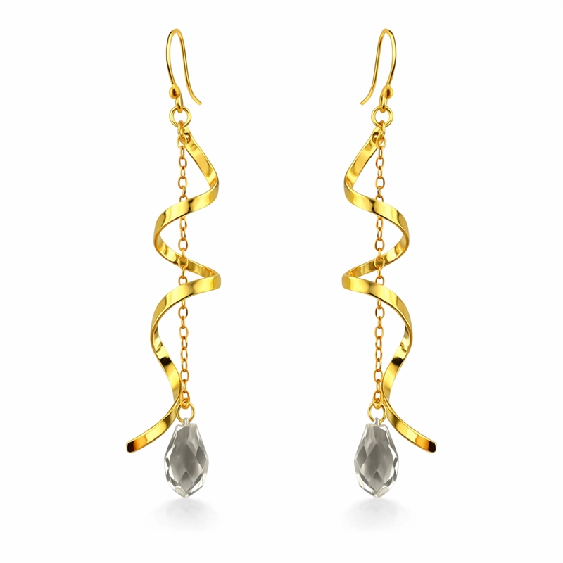 DIY øreringe med snoet vedhæng og kæde med krystaldråbe vedhæng