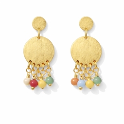 Ørestikker med rundt vedhæng og 5 perle vedhæng