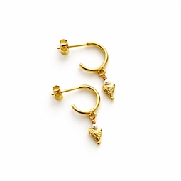 Inspiration til øreringe lavet med rustikke små hjerter i forgyldt sterling sølv