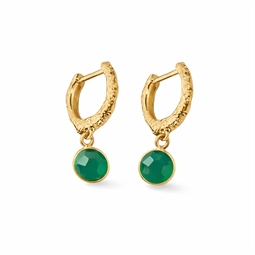 DIY inspirations øreringe. Grøn onyx vedhæng på rustikke øreringe