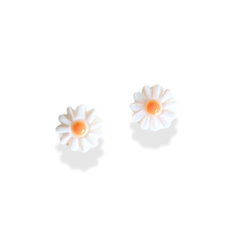 Daisy shell perler, 10 mm, 2 stk.