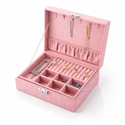 Lyserødt smykkeskrin med to lag