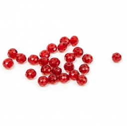 25 stk. Røde glasperler med facet, 4 x 3 mm