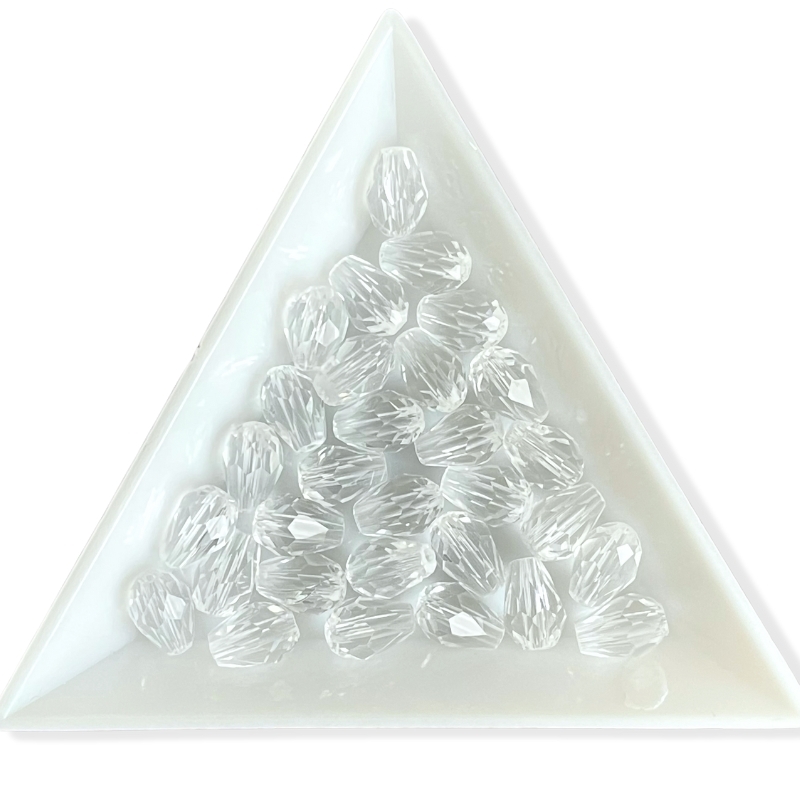 10 stk. Klare  glasdråber med facet, 5 x9 mm