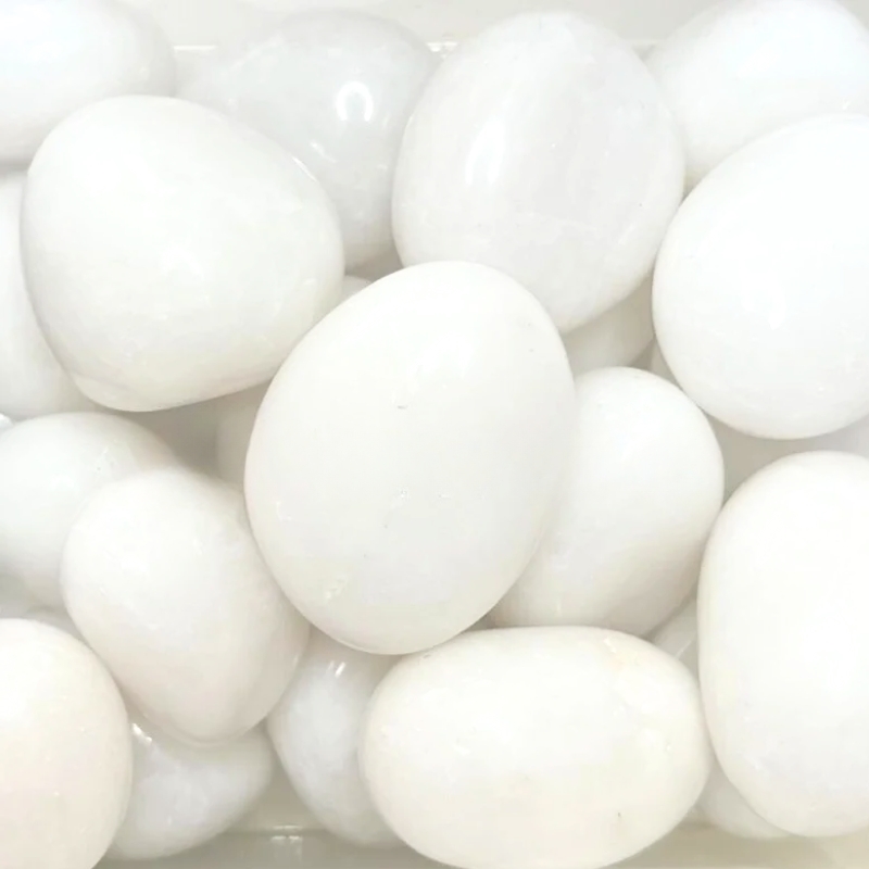 snekvarts lykkesten hvid poleret