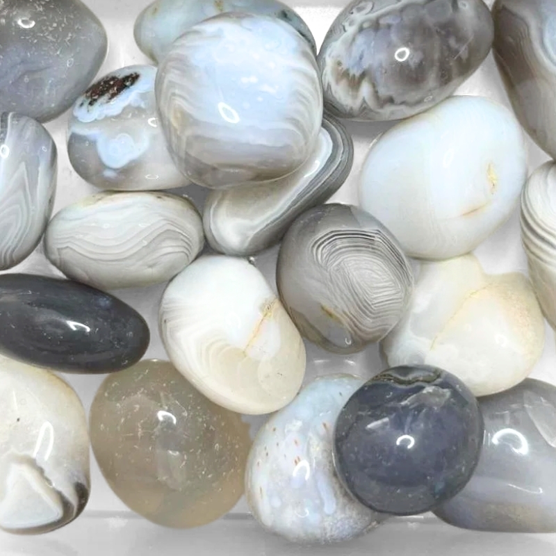 agat botswana lykkesten båndet grå