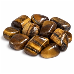 tigerøje lommesten poleret brun gylden