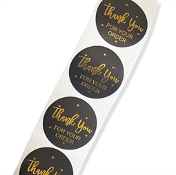 Klistermærker - Thank you - Sort/Guld, 100 stk.