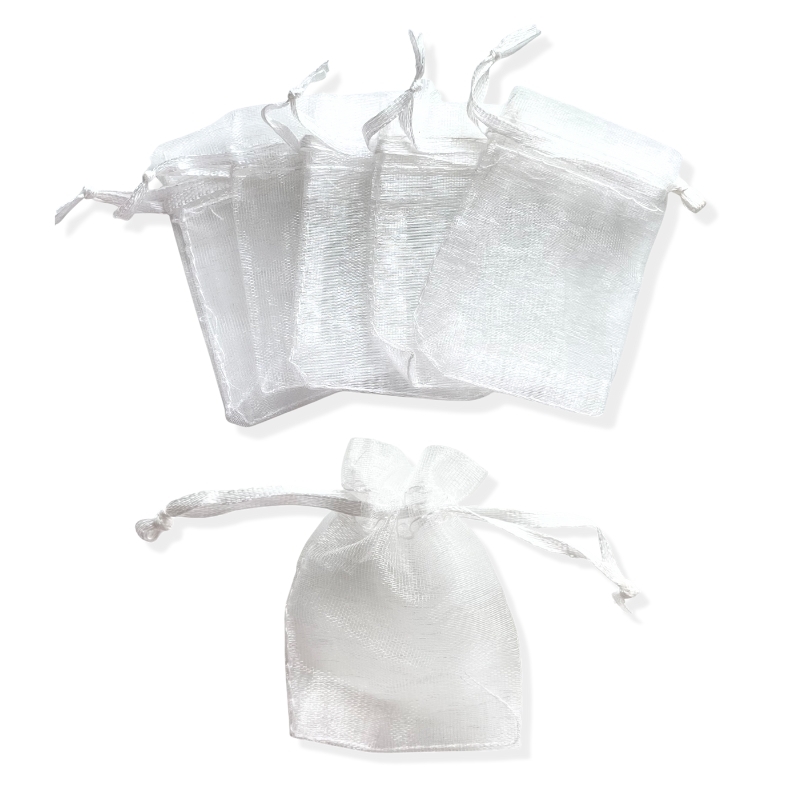 små hvide organza poser 5x7