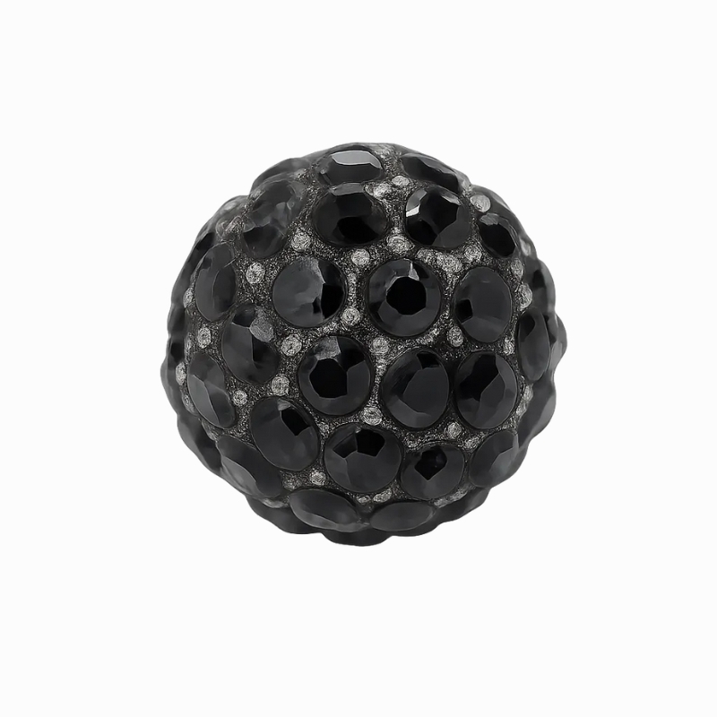 Rhinsten perle sort, 10 mm