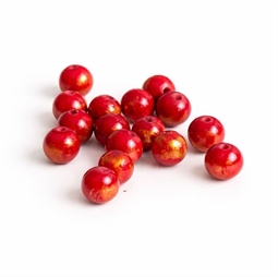 røde jadeperler med gyldent skær