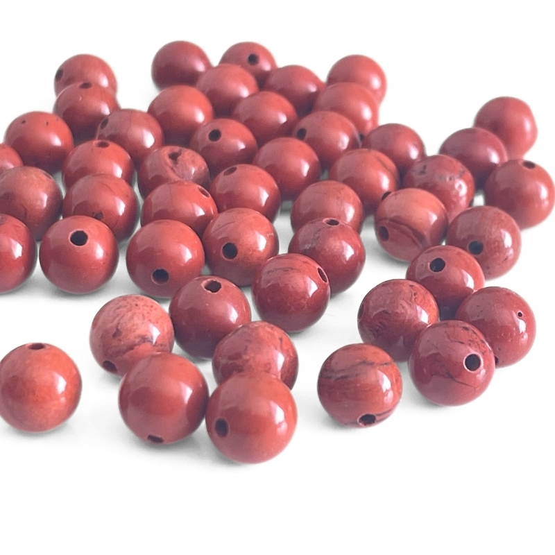 Rød jaspis perler 6 mm – 50 stk. til smykkefremstilling