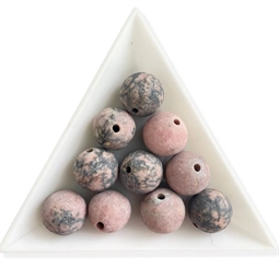 12 mm Mat Rhodonit - 4 stk.