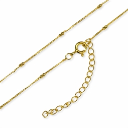 Tynd halskæde med dobbeltperler 40/45 cm. 