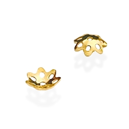 Forgyldte sterling sølv perleskåle 6 mm, blomsterform, 2 stk.