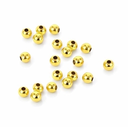 Forgyldt sterling sølv perler 2 mm, 20 stk.