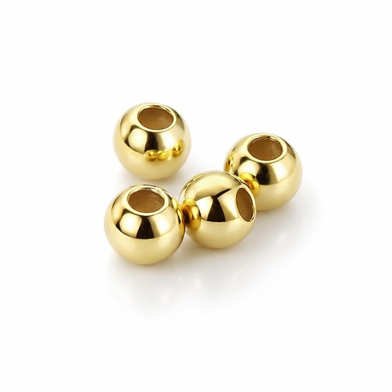 4 stk. Runde perler 6 mm Forgyldt Sterling sølv