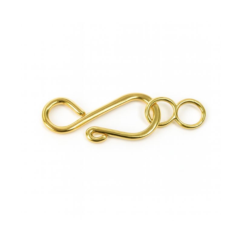 guld s-lås med faste ringe