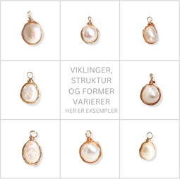 Vedhæng med barok ferskvandsperle og forgyldt vikling