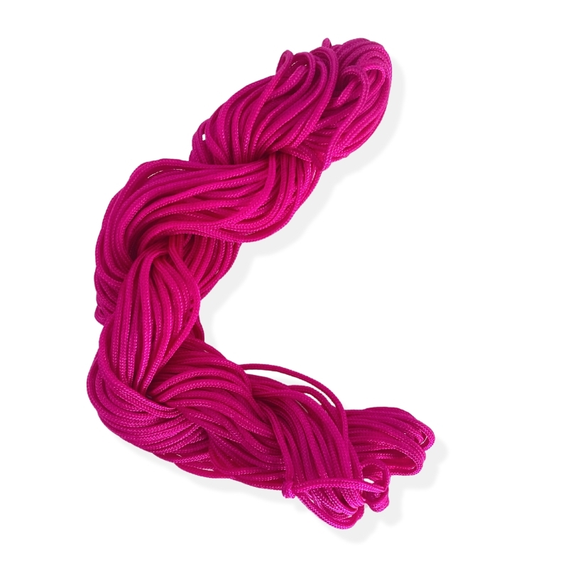 Knyttesnor, Pink polyester ca. 2 mm, 16 meter