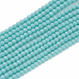 3x2 mm Glasperler, Mørk turkis, facet 1/1 streng