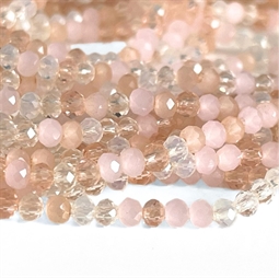 3x2 mm Glasperler, Lys mix, facet - Hel streng