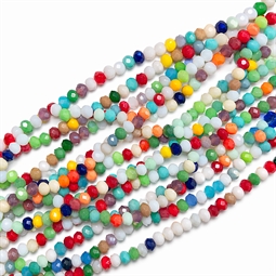 4x3 mm Glasperler, Mix farver, facet  1/1 streng