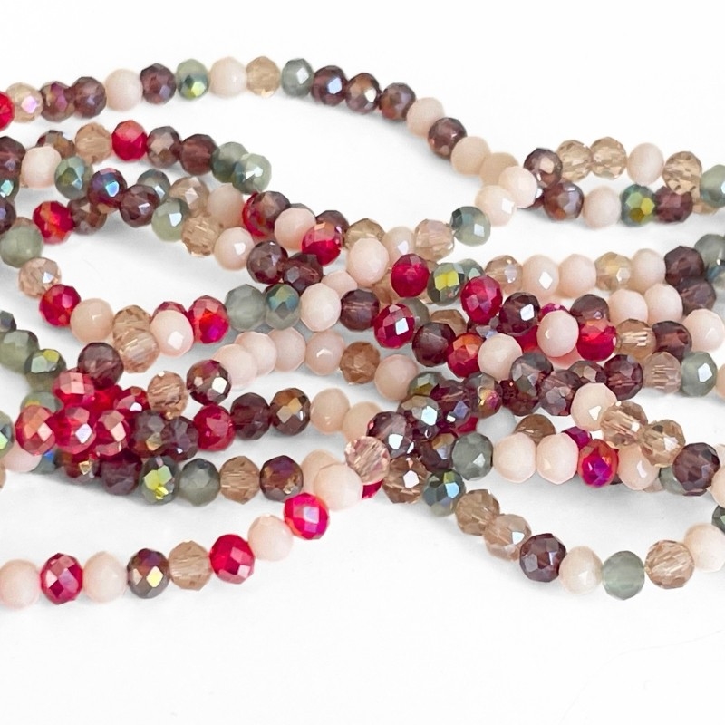 små facetslebne glasperler i rmix farver