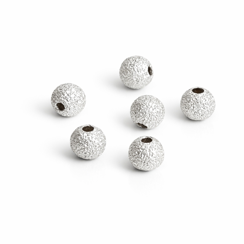 6 stk. 925 Sterling sølv Stardust perler 4 mm