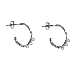 Øreringe med 3 øjer til kæder eller vedhæng - Sterling sølv