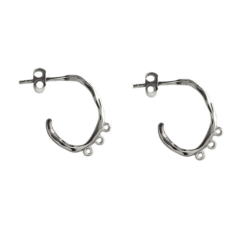 Øreringe med 3 øjer til kæder eller vedhæng - Sterling sølv