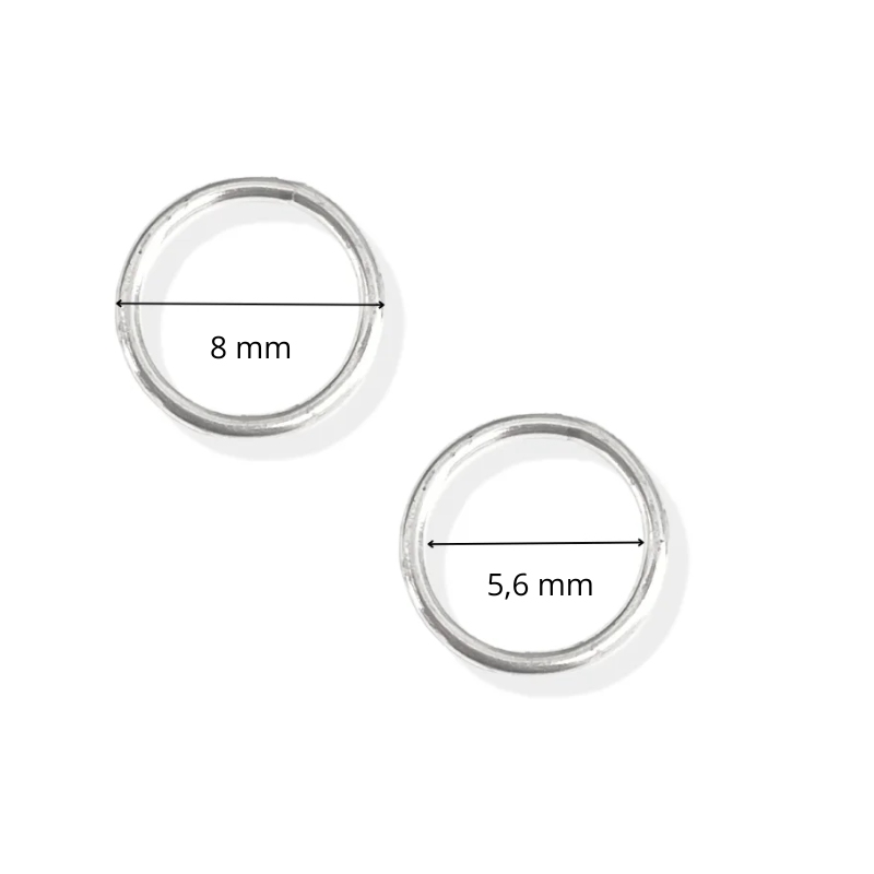 925 Sterling sølv Øsken / Lukket ring 1,2 x 8  mm, 2 stk.