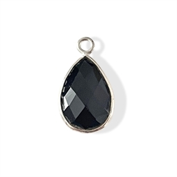 925 Sterling sølv Dråbe vedhæng med Sort onyx 11 x 18 mm