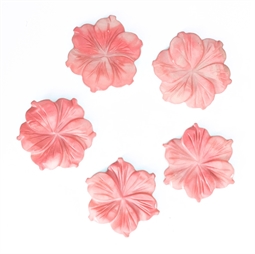 5 stk. 30 mm Lyserøde perlemorsblomster uden hul