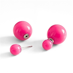 Hot Pink 2i1 perle-ørestikker